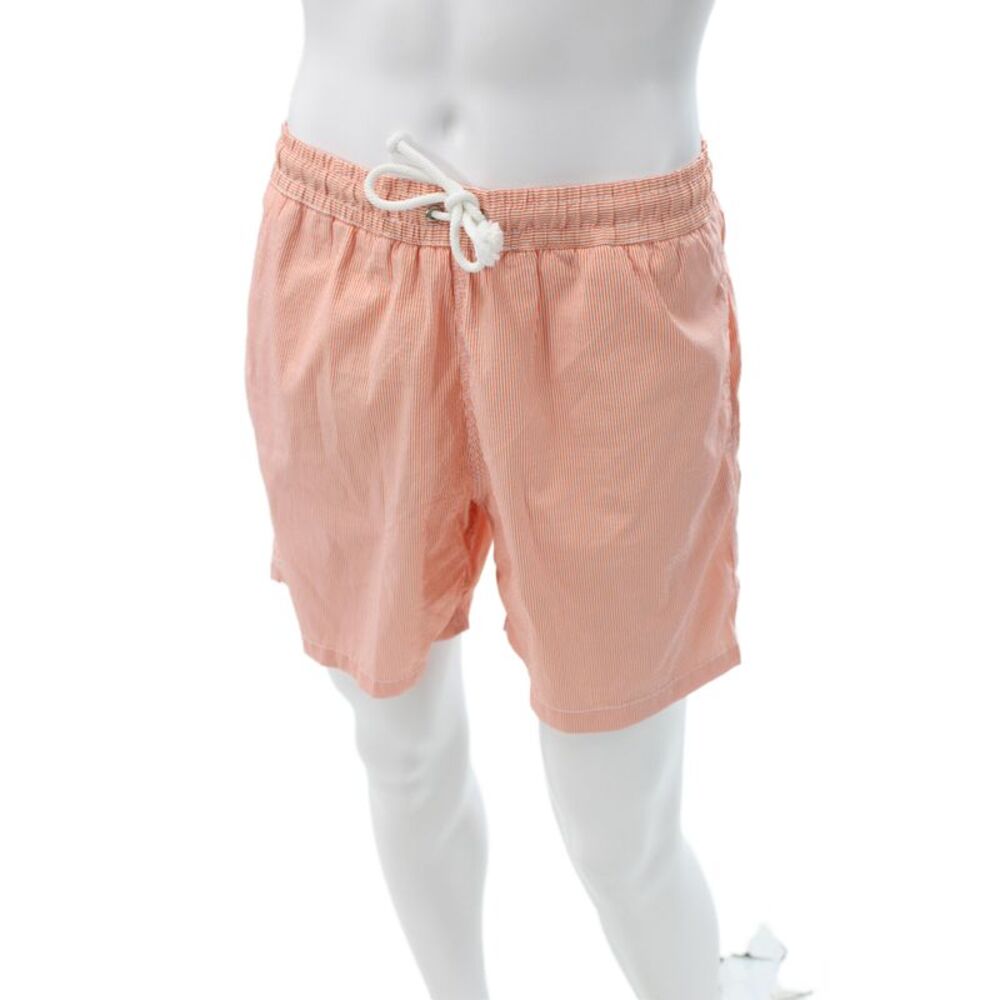 Hartford Mens Orange Striped Polyamide Swim Shorts Beach Size M